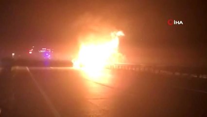 LPG'li otomobil ateş topuna döndü, kimse yaklaşamadı... O anlar kamerada