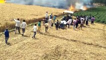 fire on the corn crop farm - this is terrible for the farmer and village.