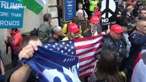 Police intervene as Trump fans in MAGA hats clash with protesters chanting 'Nazi scum' in London
