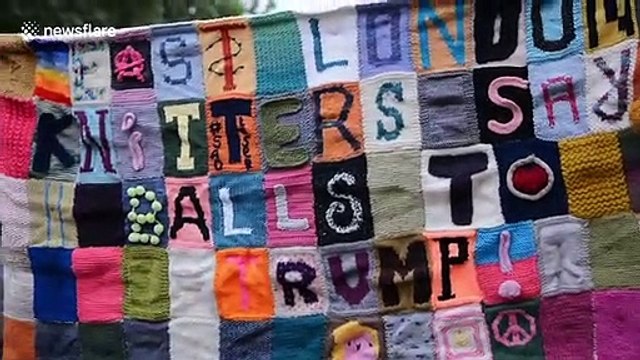 Anti-Trump protesters gather outside London's Trafalgar Square