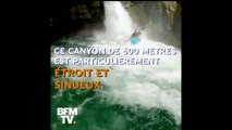 La descente spectaculaire du « toboggan du diable » par une kayakiste française