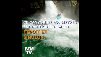 La descente spectaculaire du « toboggan du diable » par une kayakiste française
