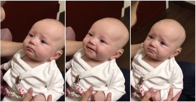 Bebé com problemas de audição ouve pela primeira vez a voz da sua mãe