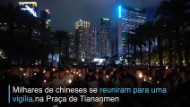 Vigília à luz de velas em Hong Kong