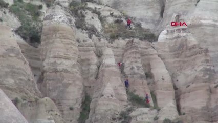 Nevşehir - Kapadokya'da kayalıklarda mahsur kalan Fransız turist kurtarıldı
