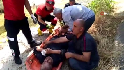 Mezarlık ziyaretinde atık su kanalına düştü