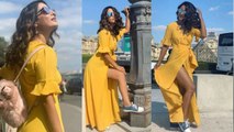 Hina Khan shares her hot pictures in yellow dress; Check Out | Boldsky