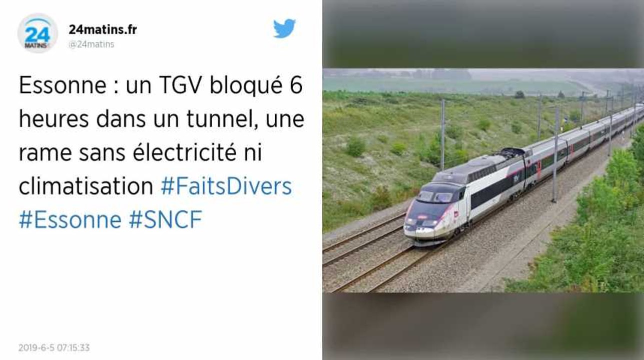 Après une panne d'électricité, un TGV bloqué six heures dans un tunnel, sans toilettes ni climatisation