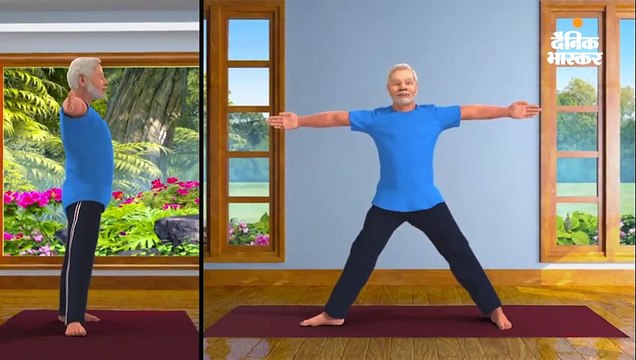 पीएम मोदी ने शेयर किया त्रिकोणासन का 3-डी वीडियो