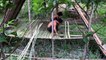 Unbelievable! Build Two-story  Villa House Under Water Slide Use Bamboo And Mud By Ancient Skills