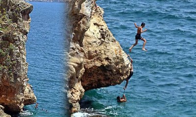 Antalya falezlerde tehlikeli anlar!