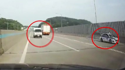 역주행 차 발견하고도 사고 막지 못한 경찰 / YTN