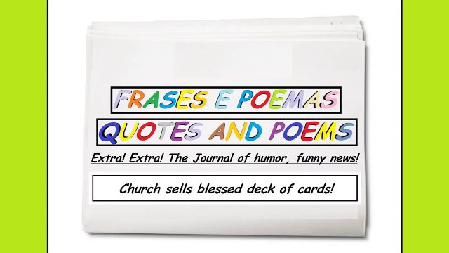 Funny news: Church sells blessed deck of cards! [Quotes and Poems]