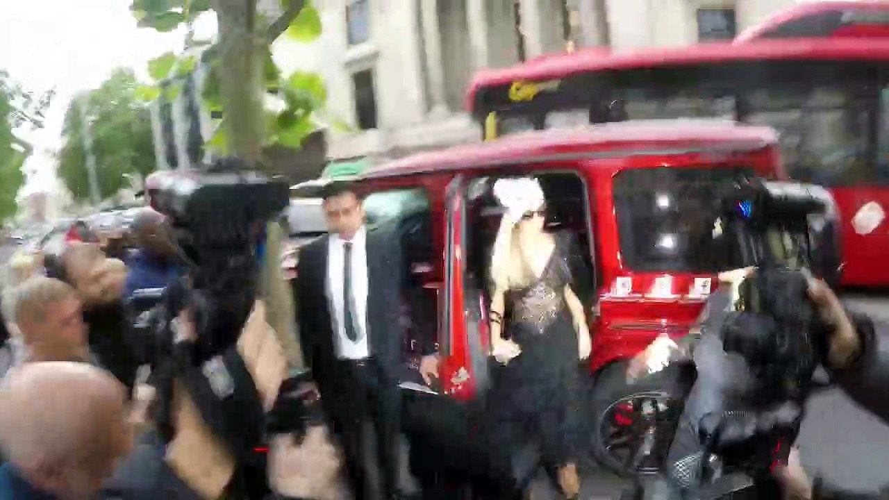 Paris Hilton arrives at Cash & Rocket's masquerade gala in London