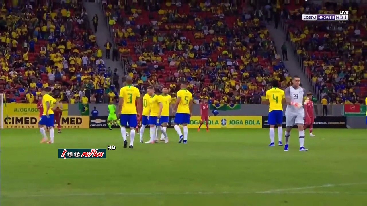 ملخص مباراة البرازيل وقطر 2- 0 اصابة نيمار