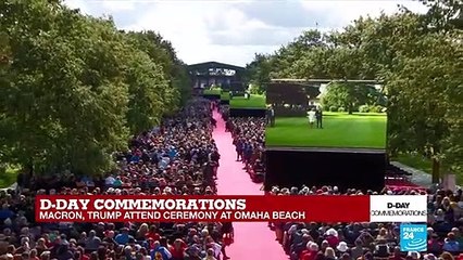 Emmanuel Macron arrives in Colleville-sur-Mer ahead of D-Day ceremony.