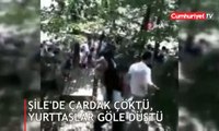 Şile'de büyük panik! Yurttaşlar göle düştü