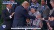 Donald Trump et Emmanuel Macron saluent un vétéran américain présent à Colleville-sur-Mer le jour du débarquement