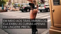 Mulher Melão faz ensaio de parar o trânsito de lingerie em Nova York
