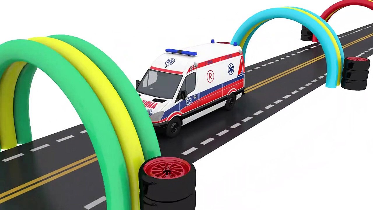 Aprenda los colores con los vehículos de la calle Camión Salte en llantas, colores para niños
