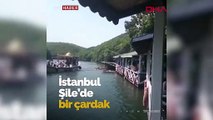 Şile'de çöken çardakta oturanlar göle düştü
