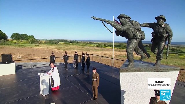 Memorial to British soldiers revealed during commemorations at Ver-Sur-Mer
