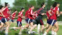 Entrenamiento de la Selección Española Femenina en el Estadio Commandant hébert de Deauville