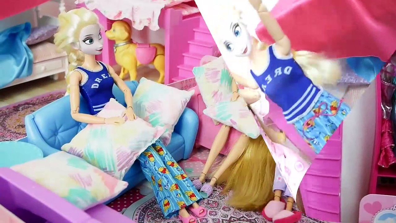Barbie Elsa Rapunzel Morning Routine at Barbie Japanese House بيت باربي Barbie boneca Casa | Karla D.