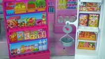 Rapunzel Family Grocery Shopping at Barbie Supermarket with Dollhouse Food