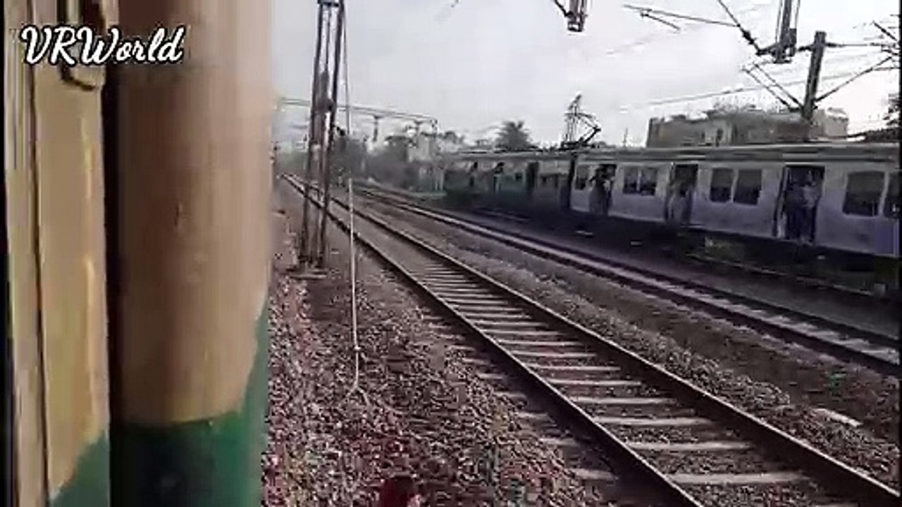 Two Train Meet _ Crossing freight train