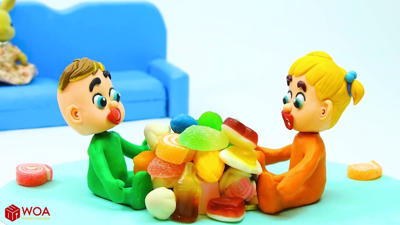 Funny Play Doh Stop Motion Superhero Babies Learn How to Share Candies  Play Doh Cartoons For Kids