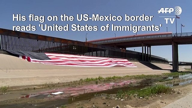Mexican artist unveils protest 'United States of Immigrants' flag