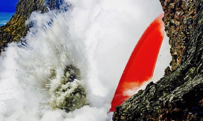Incredible Fire Hose of Lava Pours From Kilauea Volcano Into Sea