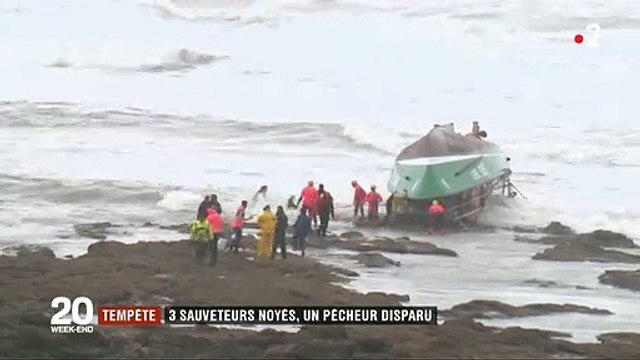 Sables-d'Olonne: Forte émotion après la mort de 3 sauveteurs sortie en pleine tempête pour porter assistance à un bateau de pêche dont le marin est toujours porté disparu