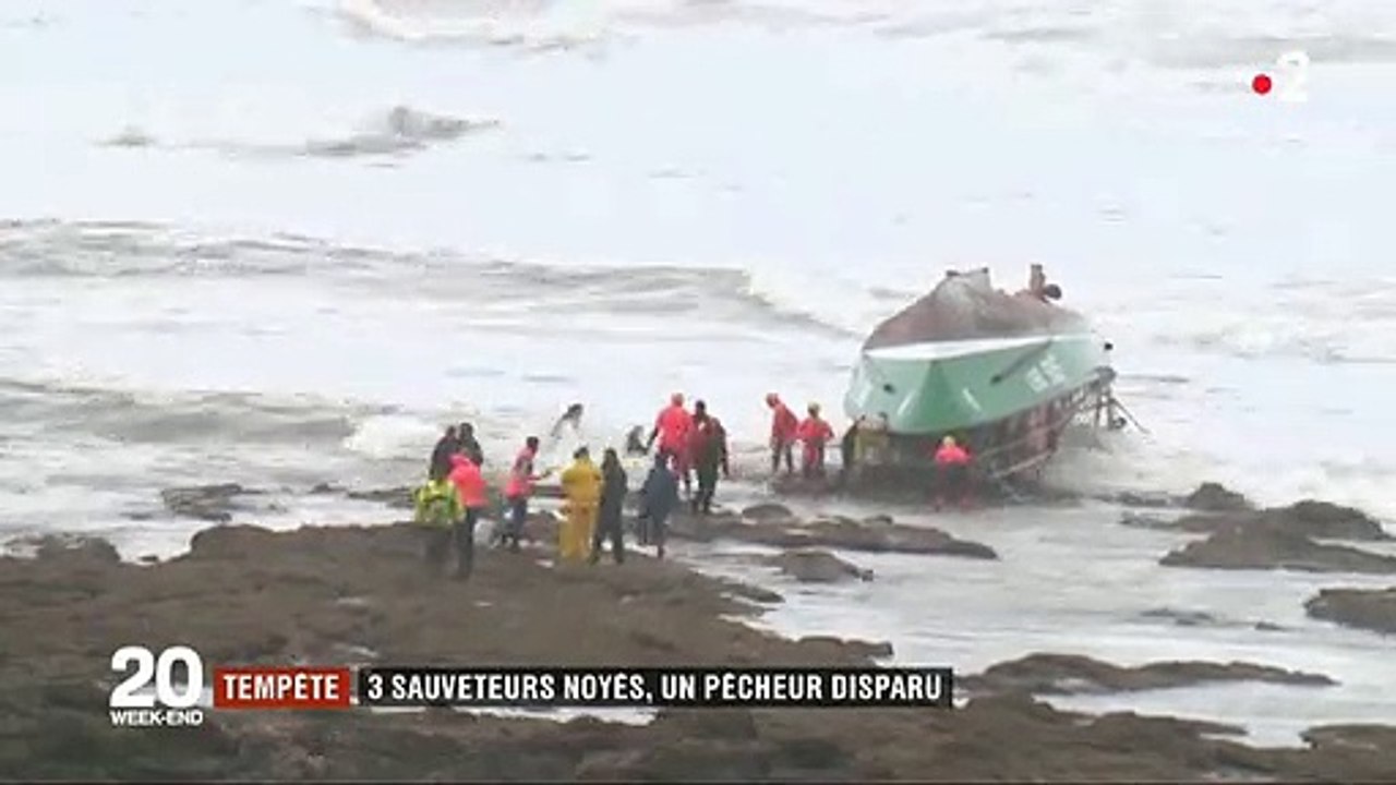 Sables-d'Olonne: Forte émotion après la mort de 3 sauveteurs sortie en pleine tempête pour porter assistance à un bateau de pêche dont le marin est toujours porté disparu