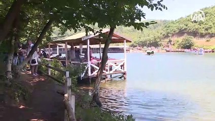 Şile'de çöken çardakta oturanlar göle düştü