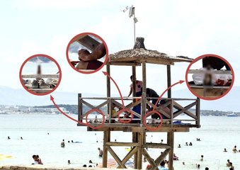Ünlü tatil merkezindeki can kurtaran kulesinde skandal görüntü