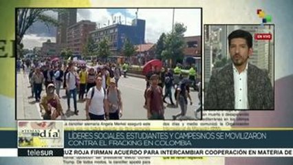 Colombianos salen a las calles para rechazar licencias de fracking