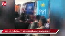 AKP bayrakları ile İYİ Parti çadırına saldırdılar
