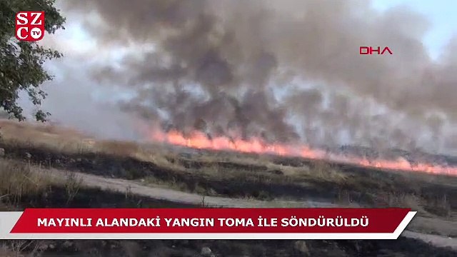 Mayınlı alanda çıkan yangın TOMA ile söndürüldü