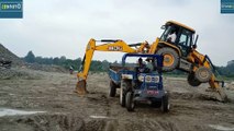 JCB Backhoe VS Tractor-a few Funny clips-Backhoe Video