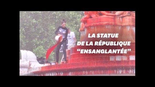 Pour la fermeture des abattoirs, la statue de République ensanglantée