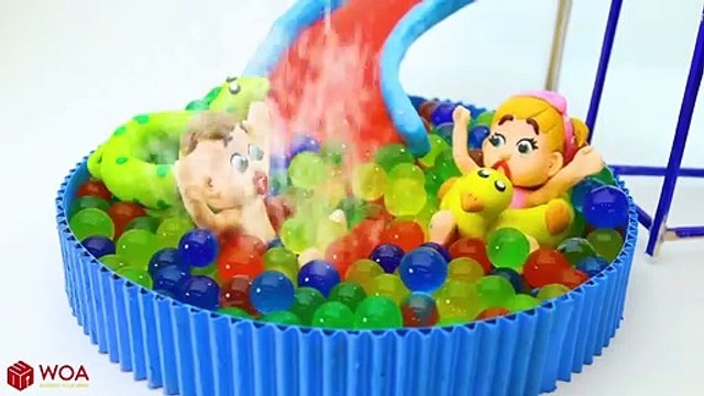 Funny Play Doh Stop Motion Babies Rainbow Orbeez Pool Water Balls Play Doh Cartoons For Kids