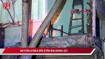 Beyoğlu'nda bir evin balkonu .çöktü