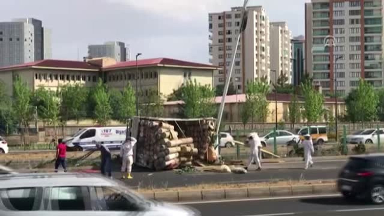 Arı kovanı yüklü kamyonet devrildi: 2 yaralı