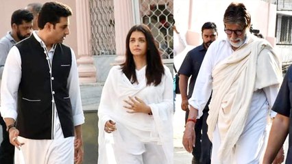 Amitabh Bachchan with Bahu Aishwarya & Beta Abhishek Comes to Pay Their Last Res