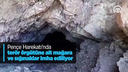 Pençe Harekatı’nda terör örgütüne ait mağara ve sığınaklar imha ediliyor