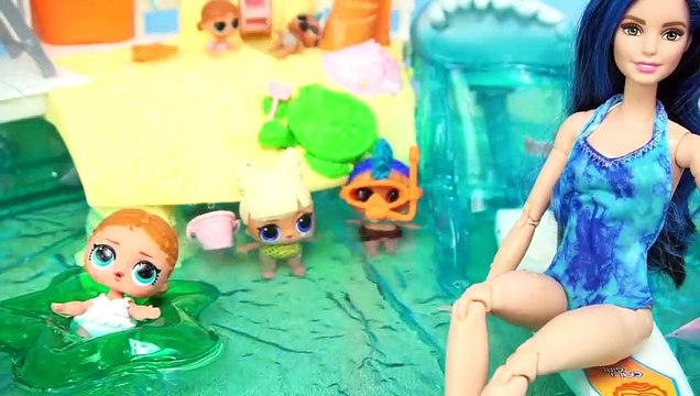 LOL Punk Boi Family Barbie Pool Routine with LOL Vacay Baby Family