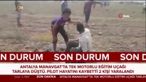 Antalya'da uçak tarlaya düştü