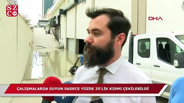 Sel suyu dolan otoparkta 40 araç mahsur kaldı